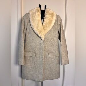 Wilfred Cream Trench Coat with Faux Fur Collar